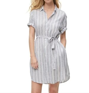 Love 100% Linen Button Down Striped Dress